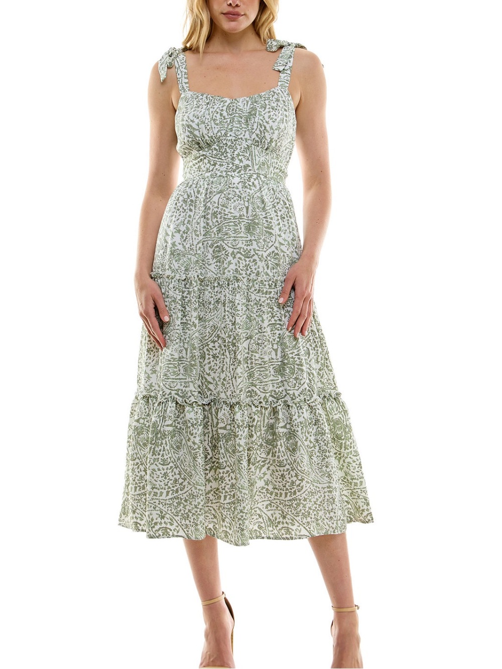 Trixxi BLUE and white Floral Tie-Shoulder Sundress - Lightweight Women’s Dress